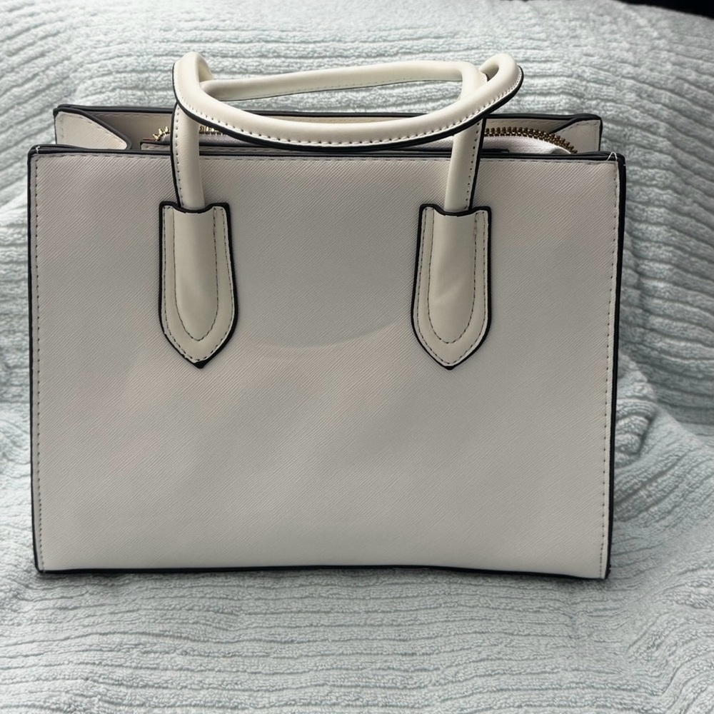 Women Crossbody Tote Bag PU Leather Tote Top Handle Satchel Shoulder Bag, White - Picture 3 of 14